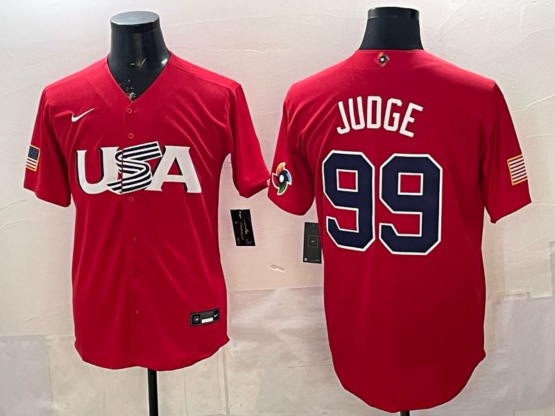 Men 2026 World Cub USA #99 Judge Red Nike MLB Jersey style 003->more jerseys->MLB Jersey